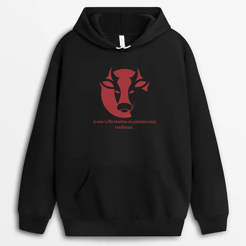 A Cows Life Teaches Us Patience And Resilience Sofmxtee Hoodie - Black